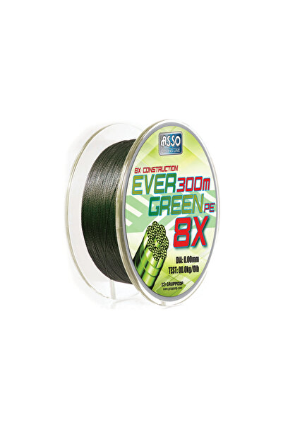 ASSO Ever Green 8 Örgü Mumlu İp Misina 130MT NO: 0,18MM / 130MT. / 20,00 LB