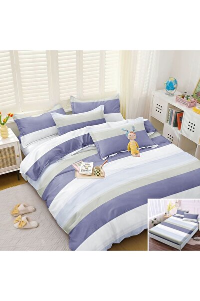 OEM Bed linen, 2 people, satin cotton, 4 pieces, with elastic, multicolor, st...