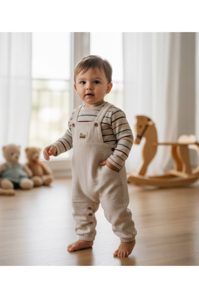 LİTTLE ANGELS بذلة كتان للأطفال الذكور بتصميم سالوبيت