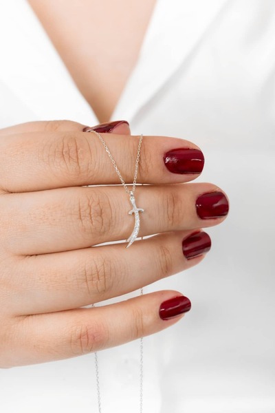 klas gümüş 925 Ayar Gümüş Taşlı Zülfikar Kılıç Kolye