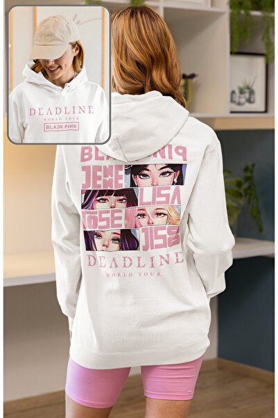 Fuddy Moda سويت شيرت للجنسين من Deadline World Tour مطبوع بغطاء رأس، قصة فضفا...