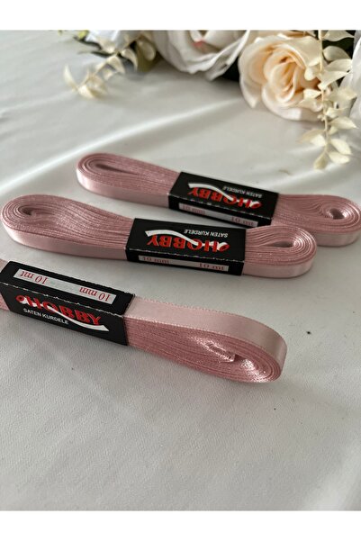partici dükkanı Pudra Pembe Saten Kurdele 1Adet- En 1cm Boy 10metre