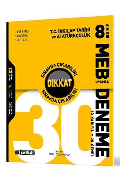 Efsane Yayınları 8.Sınıf Hız Yayınları İnkılap Tarihi 30 Lu Deneme / Meb Uyum...