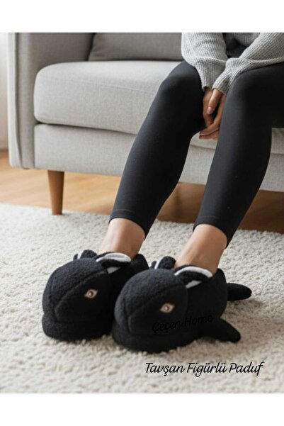 ÇEÇEN HOME Tavşan Hayvan Figürlü Peluş Panduf Kışlık Peluş Tavşanlı Panduf Ev...