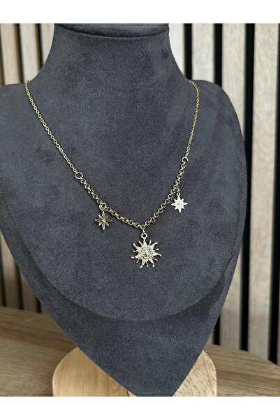 lavanderopa Sun and Star Steel Gold Necklace