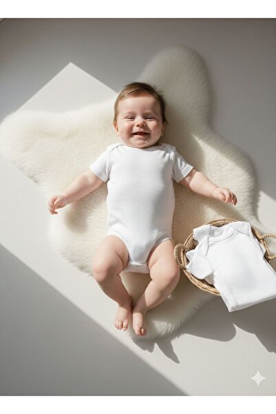 Mişsa Bebe Baby Bodysuit 100% Cotton 5-Piece Ecru Sleeveless