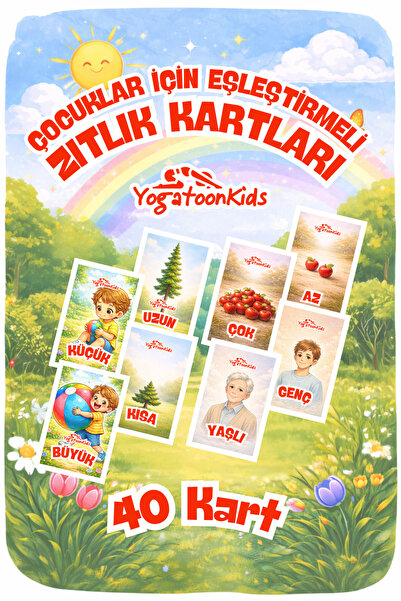 Yogatoon Kids World Çocuklar İçin Zıt Kavramlar Eşleştirme Kartları – 40 Kart...