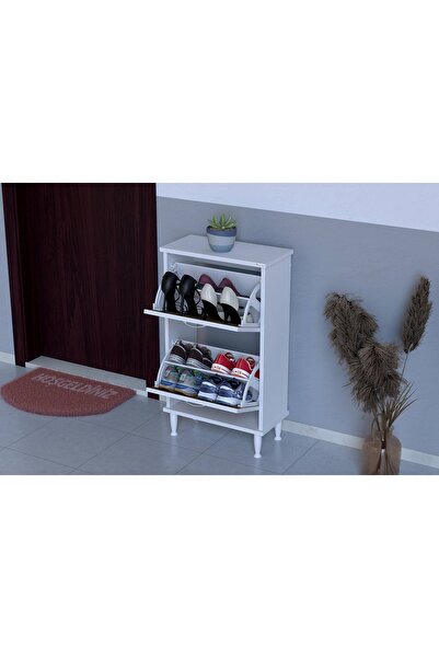 Vivense Umay Ayaklı 52 Cm 2 Düşer Kapaklı Ayakkabılık, Ceviz