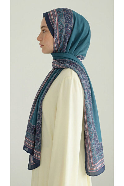 Karaca Eşarp ΠΕΤΡΑ ΒΑΜΒΑΚΕΡΟ ΣΑΛΙ ΜΕ ΕΘΝΙΚΟ ΣΧΕΔΙΟ - ΤΥΡΚΟΥΑΖ / ΡΟΖ