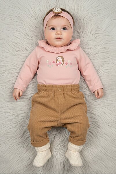 Bearpaw Toddlers Girl 3 Pieces Graphic Print Top And Cord Pant With Headband ...