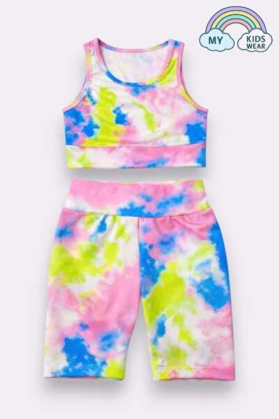 My Kids Wear Girl's Multi-Purpose Tie-Dye Patterned Swimsuit & Sports Set 12429