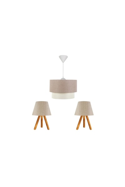 Vivense EVLİGHT ÜÇLÜ ODA SETİ AVİZE VE ABAJUR, KUMBEJİ