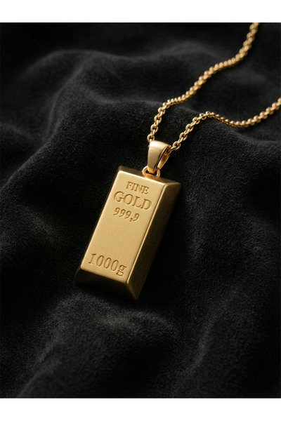 Erdobia 925 Ayar Gümüş Gold Renk Minyatür Altın Külçe Modelli Tasarım Gümüş K...