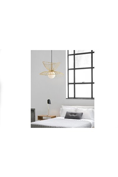 Vivense HANDE MİMARİ TASARIM BEYAZ CAMLI ESKİTME GOLD KASALI KAFES AVİZE