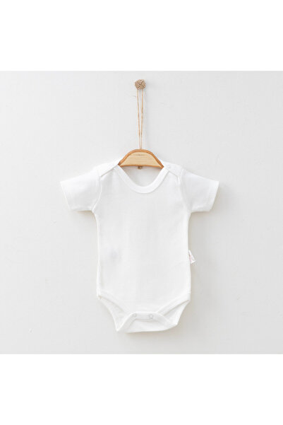 venezia giyim Body Zıbın %100 Pamuk Bebek 4'lü Düz Kısa Kollu Çıtçıtlı