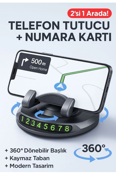 aksesuar diyarım 360° dönebilen yapışkanlı numaratörlü araç telefon tutucu