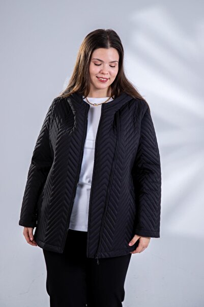 Roxxlen Palton matlasat asimetric cu fermoar pentru femei, mărime mare