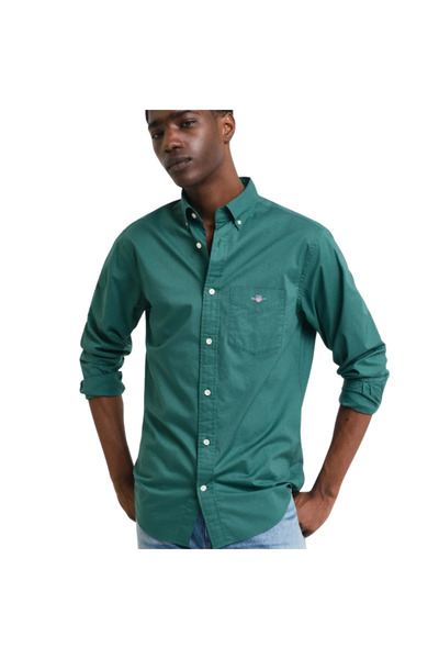 Gant Erkek Yeşil Regular Fit Düğmeli Yaka Poplin Gömlek