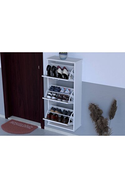 Vivense Varbi Asma 52 Cm 3 Düşer Kapaklı Ayakkabılık, Meşe