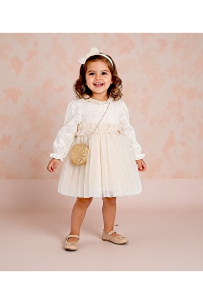 LİTTLE ANGELS فستان توتو ذهبي اللون مع لمعان كريمي