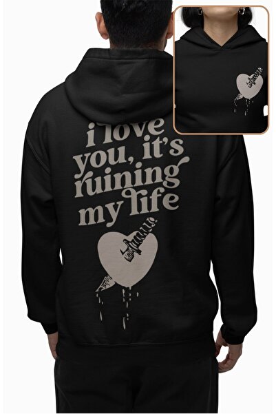 Fuddy Moda سويت شيرت للجنسين قصة فضفاضة I Love You Its Ruining My Life رقم مط...