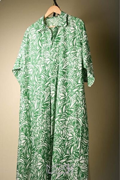 MESH sa Jalabiya with Green Prints جلابيه بطبعات باللون الاخضر