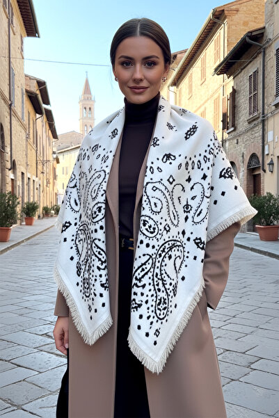 REMSA Κασμίρ Πλεκτό Σχέδιο Τετράγωνο Σάλι ώμου 108x108 cm 1300 Εκρού