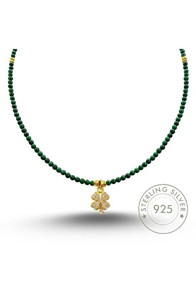 Pietra Kadın 925 Ayar Gümüş Taşsız Yonca Tasarımlı 2,5 mm Düz Kesim Malahit T...