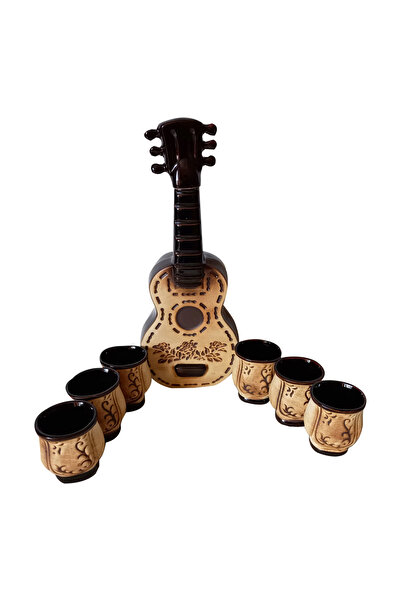 China CERAMIC GUITAR CARAFE SET WITH 6 CUPS D12 LORD GLASS GUITAR