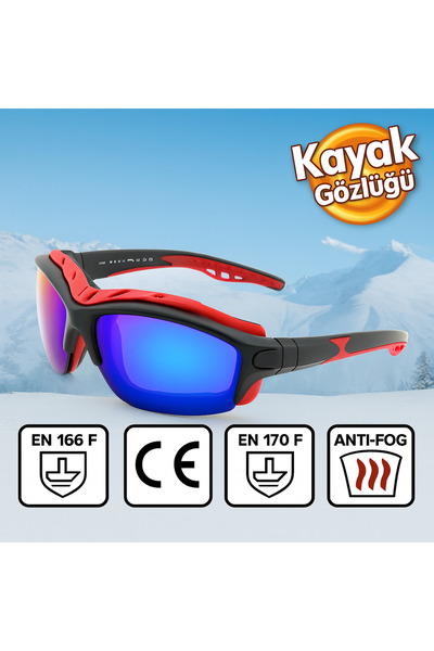TomyHelf Kayak Gözlüğü Antifog Ventilli Uv Korumalı Güneş Kar Gözlük Mavi Ayn...