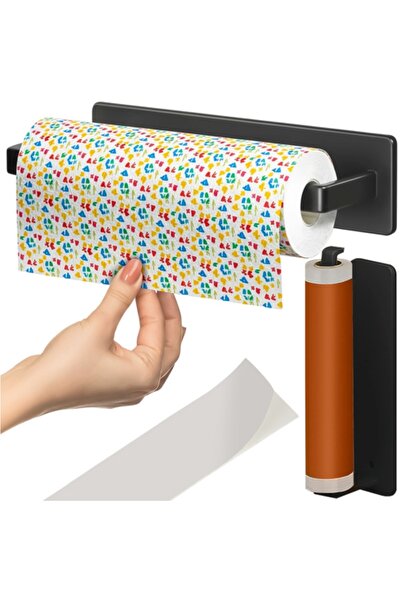 Ruhhy Paper towel holder, 25 cm, metal, black, self-adhesive