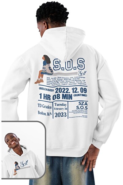 Fuddy Moda سويت شيرت للجنسين من Sza Sos Album مطبوع بغطاء رأس، قصة فضفاضة هود...