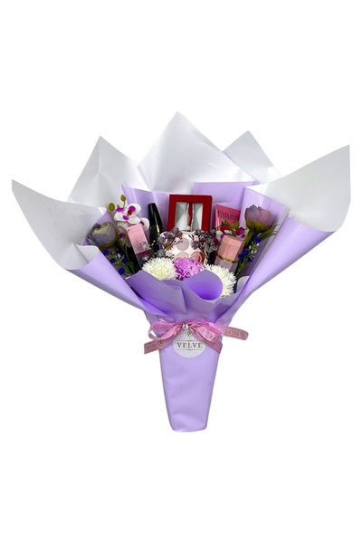 velve Buchet Special Beauty, cu flori de sapun si artizanale, cutiuta cu 3 br...