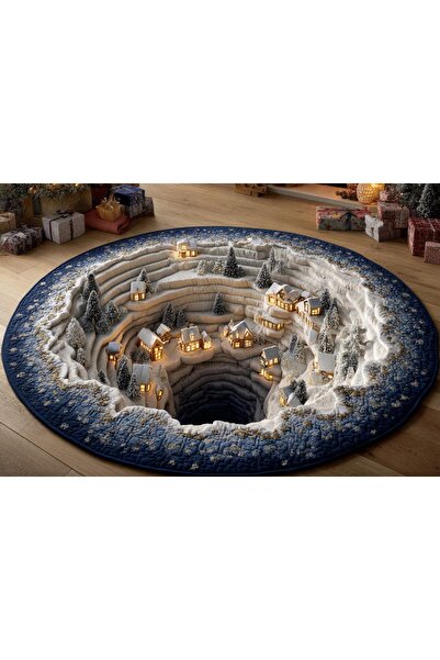 Vivense KIŞ KÖYÜ YILBAŞI TEMALI HALI, 515 YNG 120X120CM