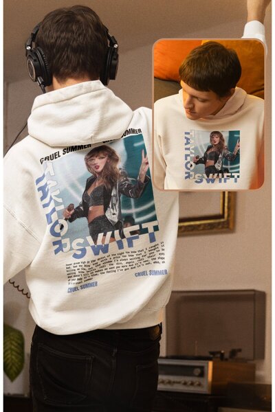 Fuddy Moda Unisex Illustrated Cruel Summer Back Print Hooded Sweatshirt, Over...