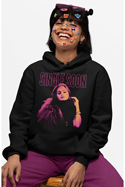 Fuddy Moda Hanorac unisex cu glugă cu imprimeu Single Soon tricou , Hanorac s...