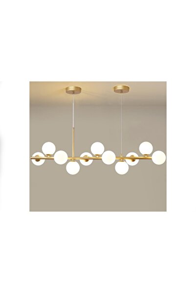 Vivense SELİN SIRALI 11'Lİ BEYAZ CAMLI AVİZE MAT GOLD KASALI