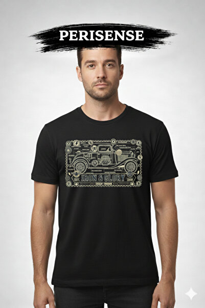 PERISENSE Tricou unisex oversize din bumbac pieptănat premium, cu imprimeu BL...