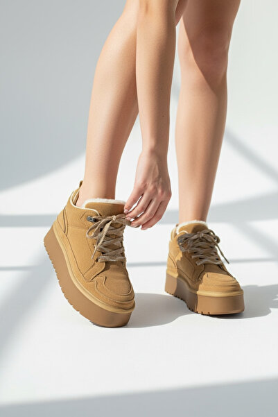 FLORİN Kadın Bot Süet Bağcıklı İçi Kürklü Sıcak Tutan