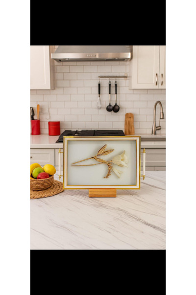 Doğal Desenli Lüx Tepsi / Çay Kahve Sunum Tepsisi