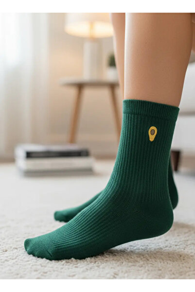 CANMODA Авокадо Бродирани зелени забавни унисекс памучни колежански чорапи (п...