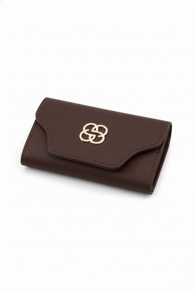 Bagfoni محفظة نسائية من طراز أكورديون باللون البني المر