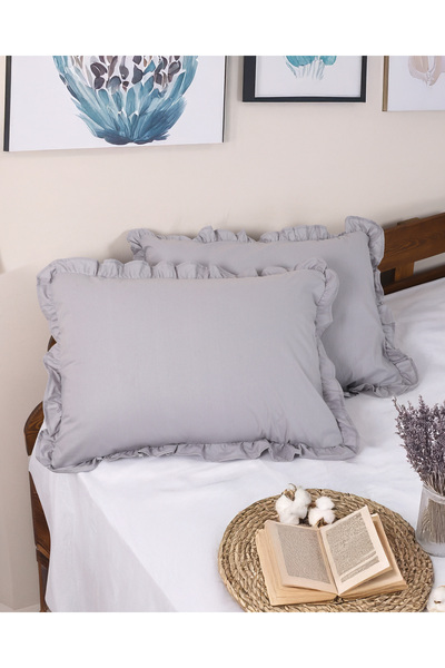 ENESSA 2 Pieces 100% Cotton Ruffled Pillowcase 50X70 cm