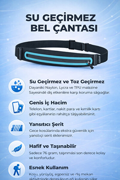 Coverzone Sports Waist Bag Water Resistant Nylon Lycra with Reflective Strip ...