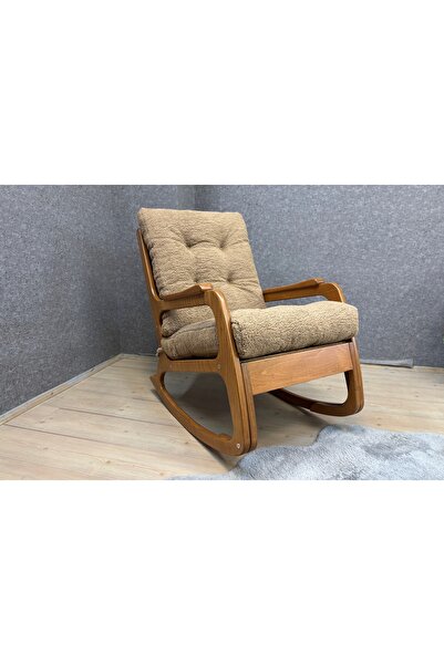 Vivense KONTES SALLANAN SANDALYE, TEDDY KAHVE, AÇIK CEVİZ AYAK