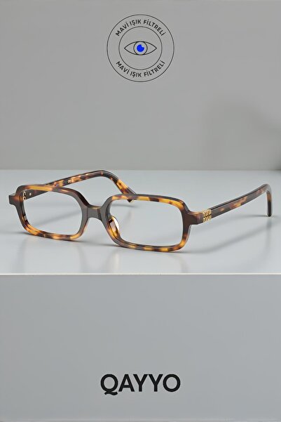 QAYYO Accessories Miul Square Rectangle Transparent Screen Glasses Unisex Leo...