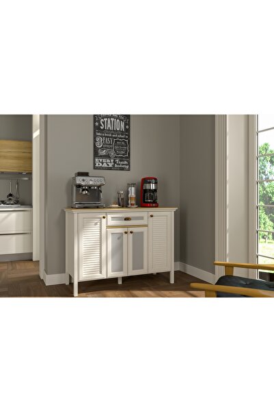 Vivense VALENA KAHVE KÖŞESİ AİRFRY DOLABI, 4 KAPAKLI 1 ÇEKMECELİ