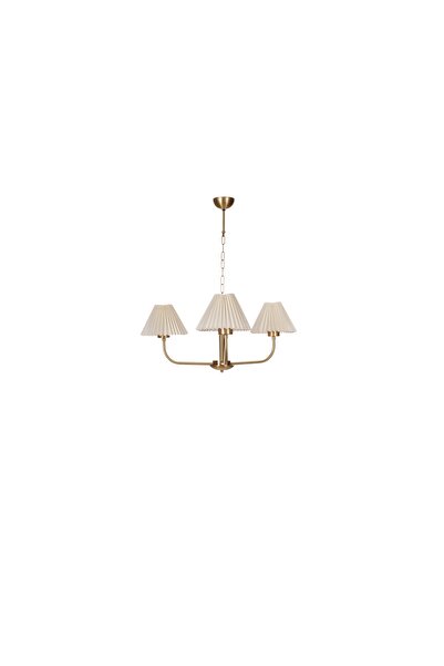 Vivense APOLLO ÜÇLÜ ESKİTME PİLELİ KREM ABAJURLU AVİZE