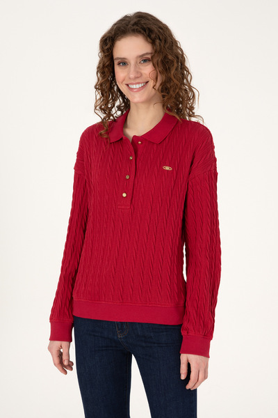 U.S. Polo Assn. Kadın Koyu Frambuaz Sweatshirt 50313553-VR104