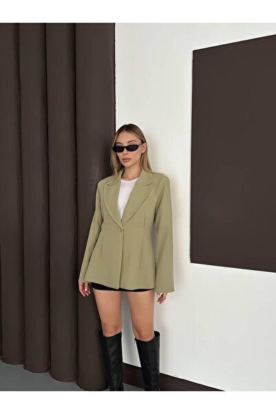 Ekim Store Single Button Classic Polyviscose Blazer Jacket